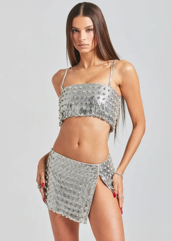 Subtle Shimmer*Retrofete Kauren Embellished Chainmail Top Silver