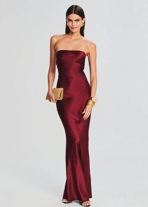 Guest Of*Retrofete Keaton Silk Dress Cabernet