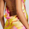 Guest Of*Retrofete Keaton Silk Dress Yellow Peony