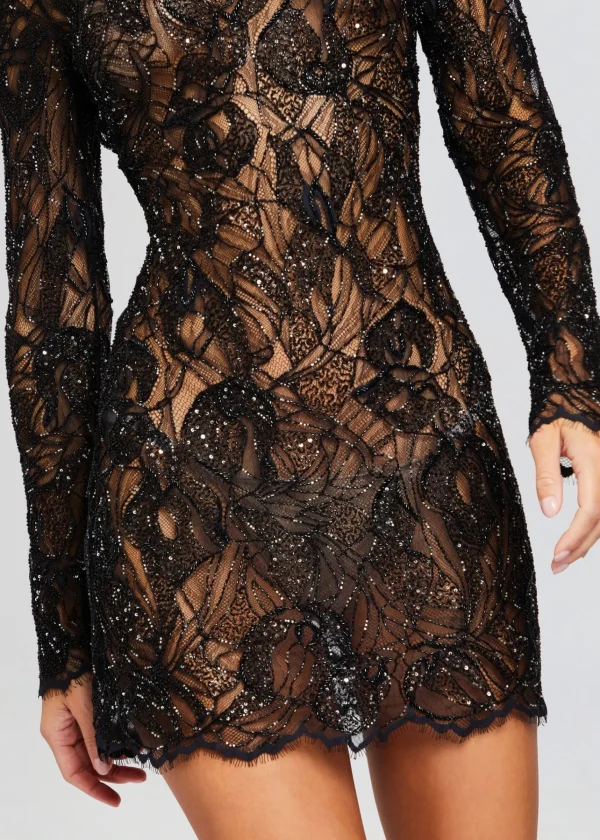 Mini*Retrofete Kennedy Embellished Lace Dress Black