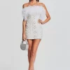 RETROFÊTE*Retrofete Kimberely Embellished Knit Dress Ivory