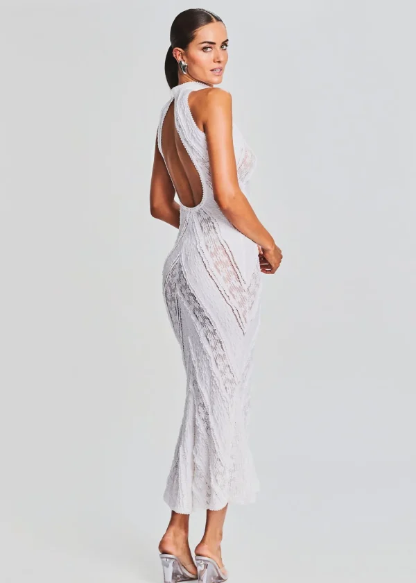Sheer Bliss*Retrofete Kivah Long Dress White Sa Punta