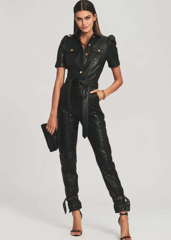 Jumpsuits*Retrofete Knox Leather Jumpsuit Black