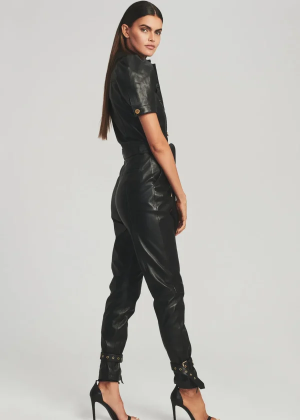 RETROFÊTE*Retrofete Knox Leather Jumpsuit Black