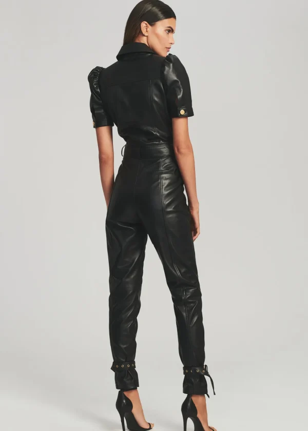 Jumpsuits*Retrofete Knox Leather Jumpsuit Black