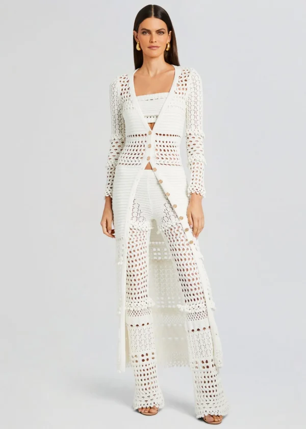Resort '24*Retrofete Kyla Knit Crochet Pant Iridescent White