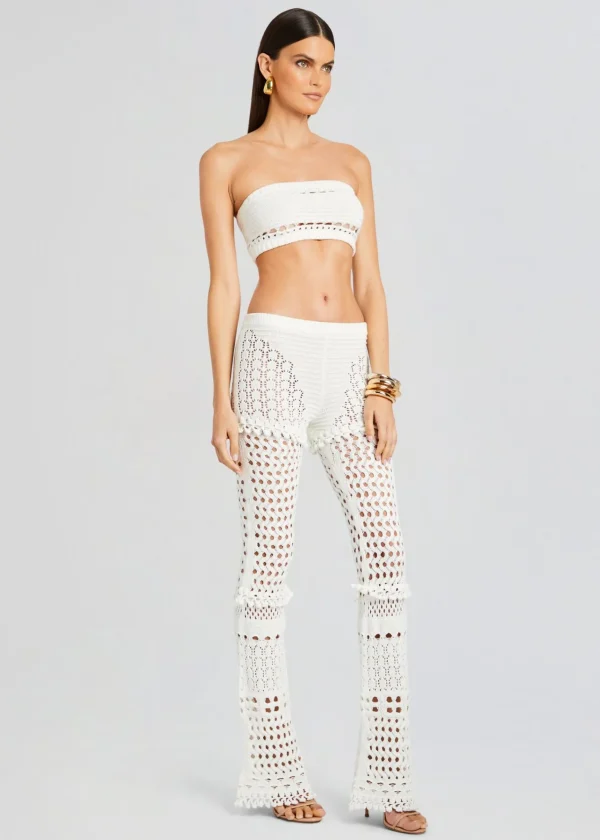 RETROFÊTE*Retrofete Kyla Knit Crochet Pant Iridescent White