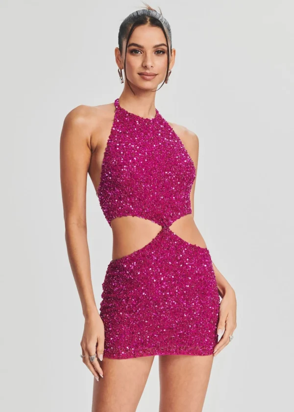 RETROFÊTE*Retrofete Kyra Sequin Dress Ruby Pink