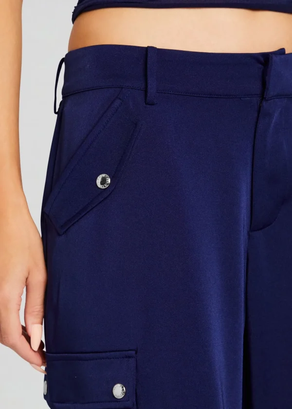 Trending*Retrofete Lai Satin Cargo Pant Navy