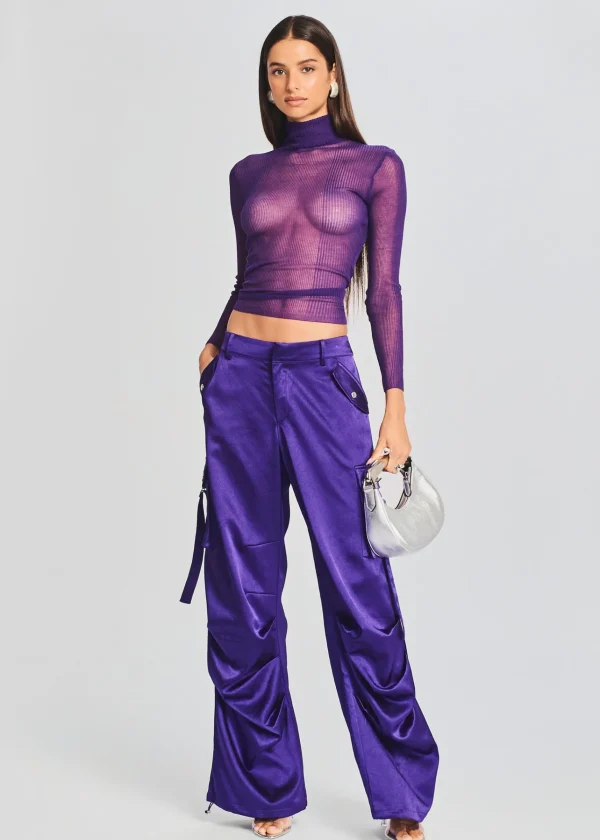 Bottoms*Retrofete Lai Satin Cargo Pant Violet