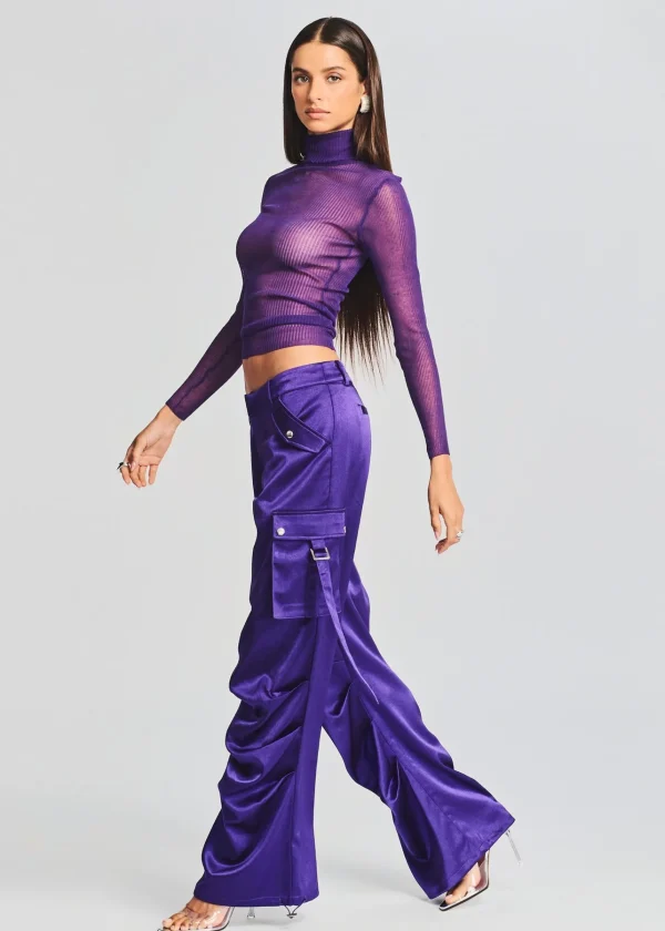 Bottoms*Retrofete Lai Satin Cargo Pant Violet