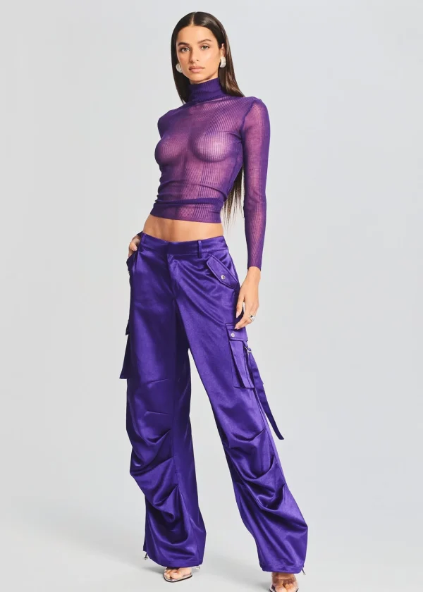 Bottoms*Retrofete Lai Satin Cargo Pant Violet