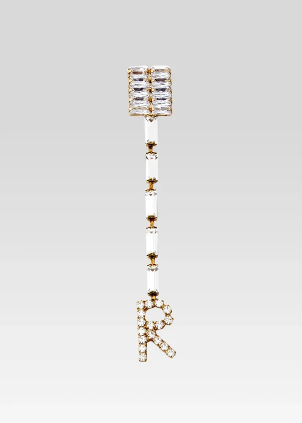 Accessories*Retrofete Lara Block Crystal Letter Drop Earring Gold