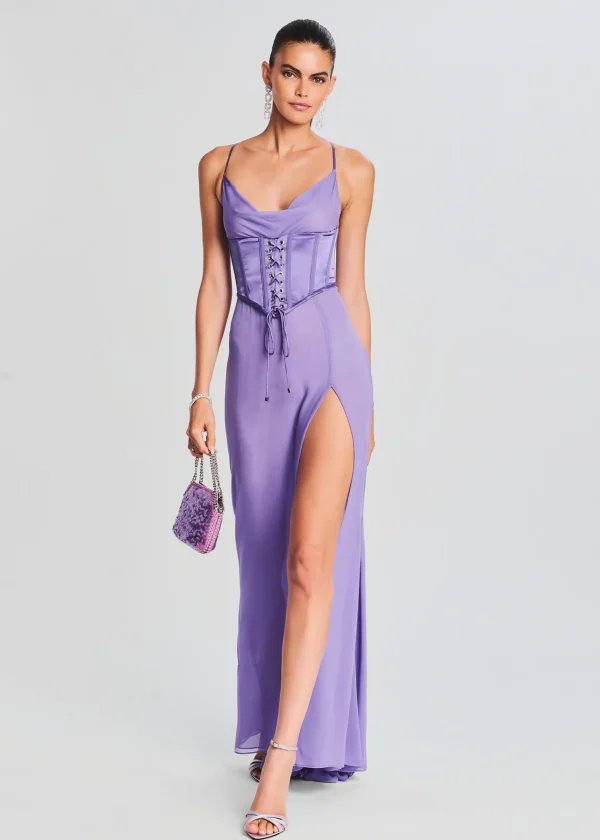 RETROFÊTE*Retrofete Larissa Silk Corset Dress Dusty Lilac