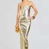 Guest Of*Retrofete Lavonne Leather Dress Gold