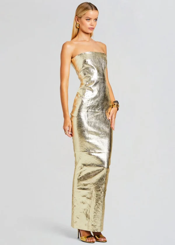 Gowns*Retrofete Lavonne Leather Dress Gold