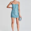 Guest Of*Retrofete Leona Crystal Dress Aqua Blue
