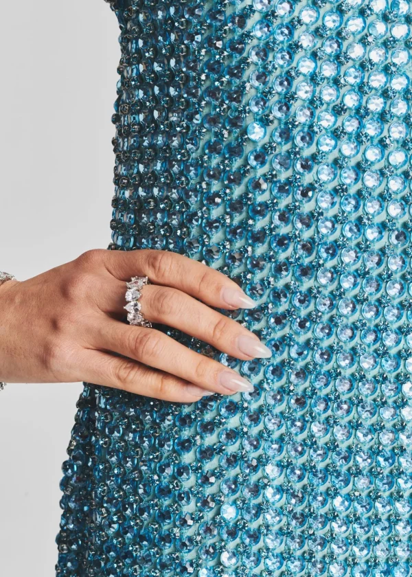 RETROFÊTE*Retrofete Leona Crystal Dress Aqua Blue