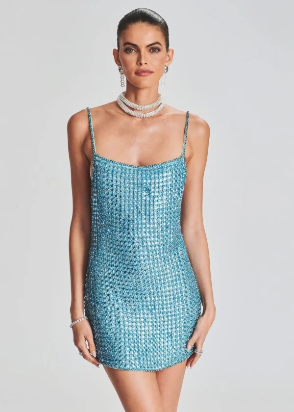 RETROFÊTE*Retrofete Leona Crystal Dress Aqua Blue