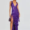 Subtle Shimmer*Retrofete Libra Sequin Crochet Dress Amethyst