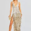 Best Sellers*Retrofete Libra Sequin Crochet Dress Champagne