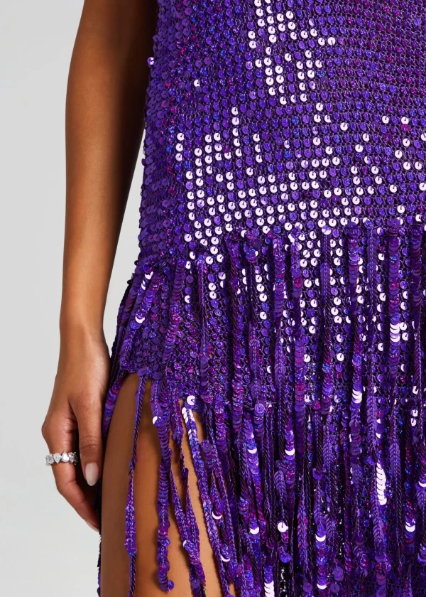 Subtle Shimmer*Retrofete Libra Sequin Crochet Dress Amethyst