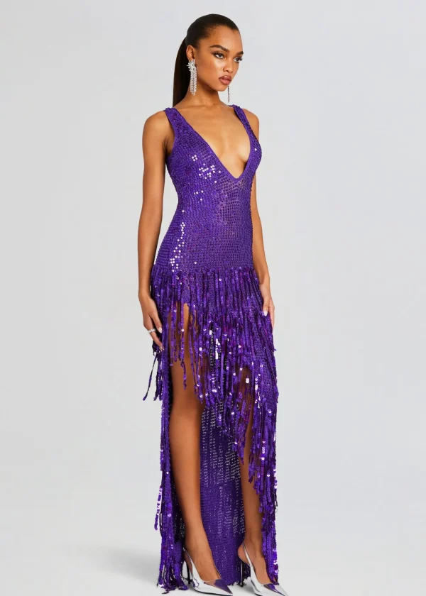 Gowns*Retrofete Libra Sequin Crochet Dress Amethyst