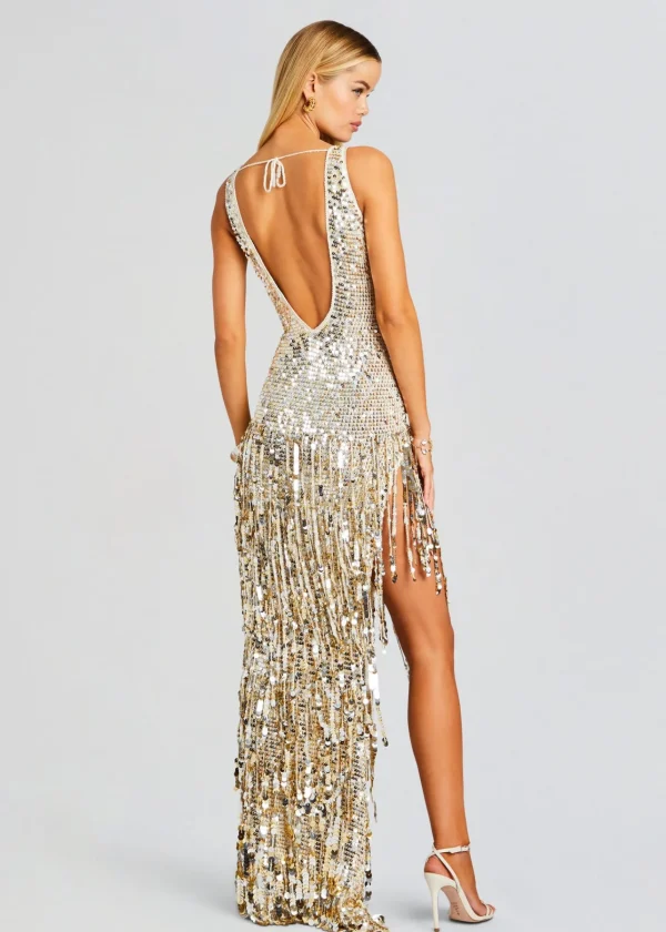 Best Sellers*Retrofete Libra Sequin Crochet Dress Champagne