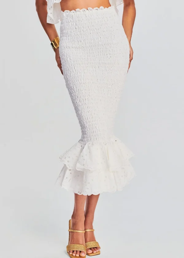 Honeymoon Looks*Retrofete Lilliana Long Skirt White Fruition