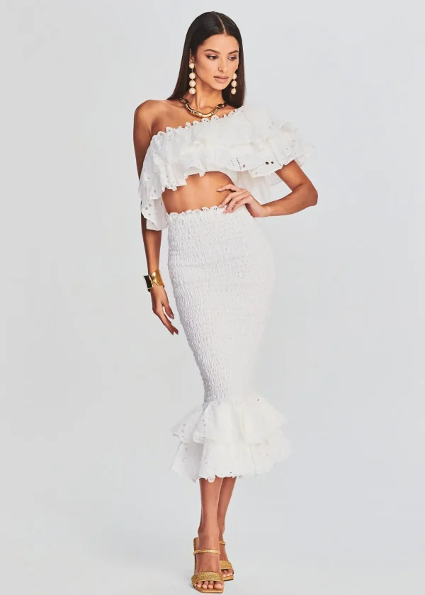 Bridal Shower*Retrofete Lilliana Long Skirt White Fruition