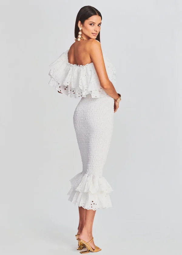 Honeymoon Looks*Retrofete Lilliana Long Skirt White Fruition