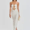 Honeymoon Looks*Retrofete Lily Lycra Maxi Dress Cream