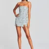 Guest Of*Retrofete Linez Embellished Denim Dress Light Wash Denim