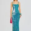 RETROFÊTE*Retrofete Lisette Sequin Crochet Dress Aquamarine