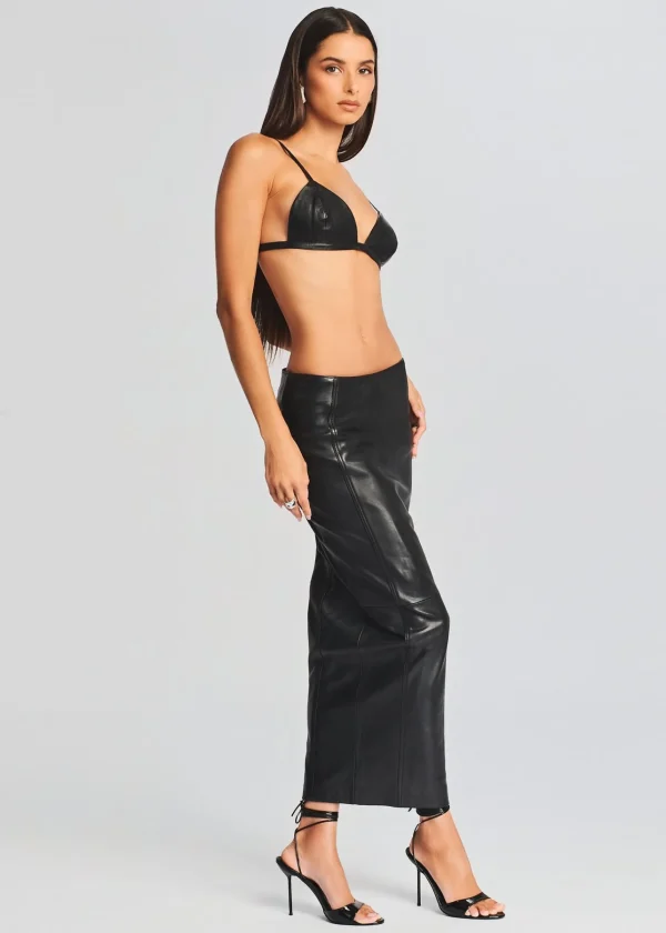 Bottoms*Retrofete Liza Leather Skirt Black