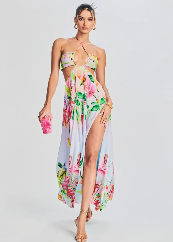 Bachelorette Party*Retrofete Lora Long Dress Multicolor Hibiscus