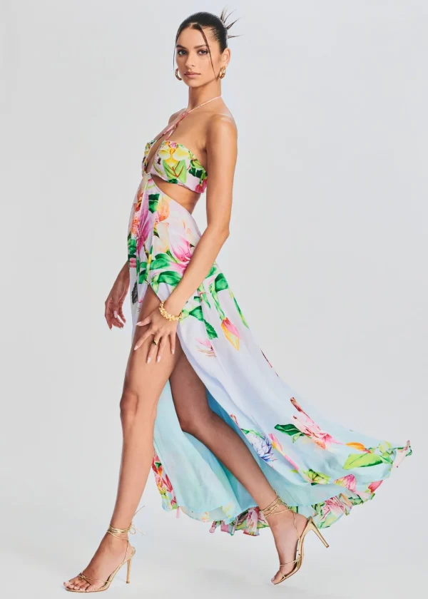 Bachelorette Party*Retrofete Lora Long Dress Multicolor Hibiscus
