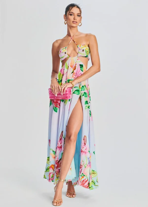 Bachelorette Party*Retrofete Lora Long Dress Multicolor Hibiscus