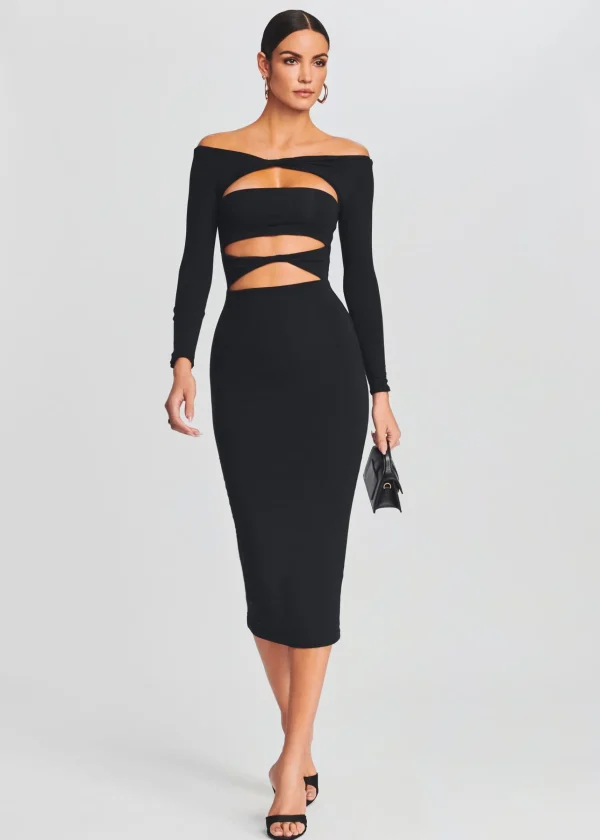 Midi*Retrofete Lotus Dress Black