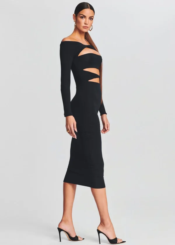 Midi*Retrofete Lotus Dress Black
