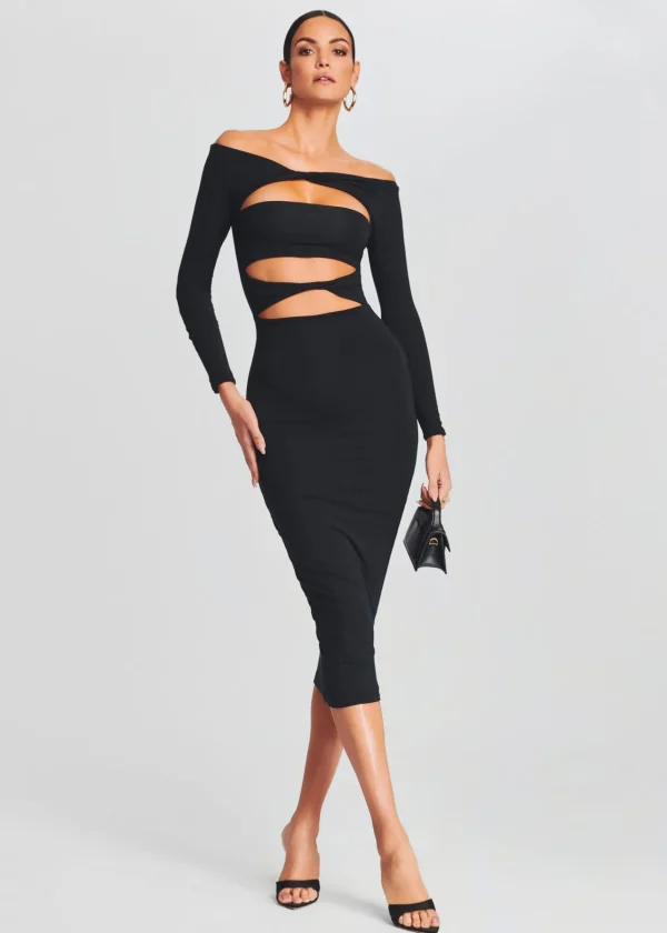 Midi*Retrofete Lotus Dress Black