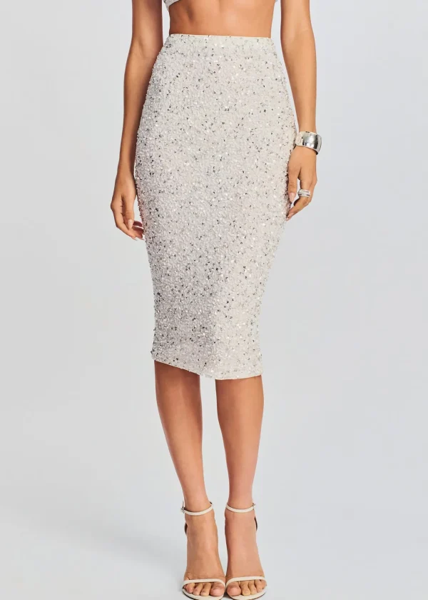 Bachelorette Party*Retrofete Lowe Sequin Skirt Silver/White