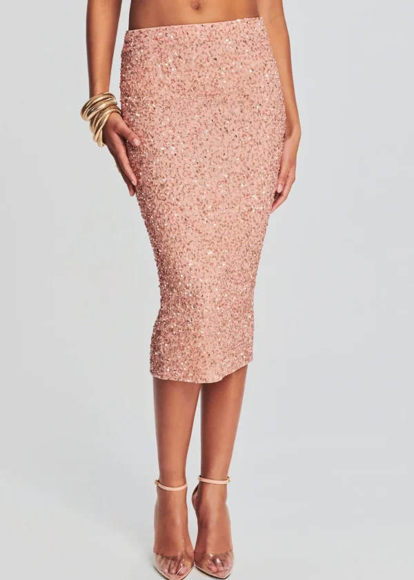 Guest Of*Retrofete Lowe Sequin Skirt Dusty Peach