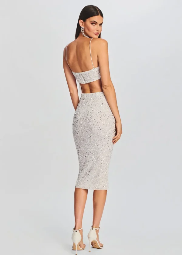 Sequin Styles*Retrofete Lowe Sequin Skirt Silver/White