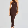 Dresses*Retrofete Lozza Halter Neck Maxi Dress Brown