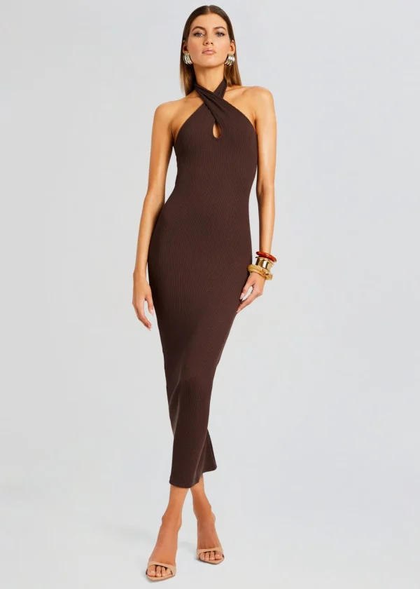 Dresses*Retrofete Lozza Halter Neck Maxi Dress Brown