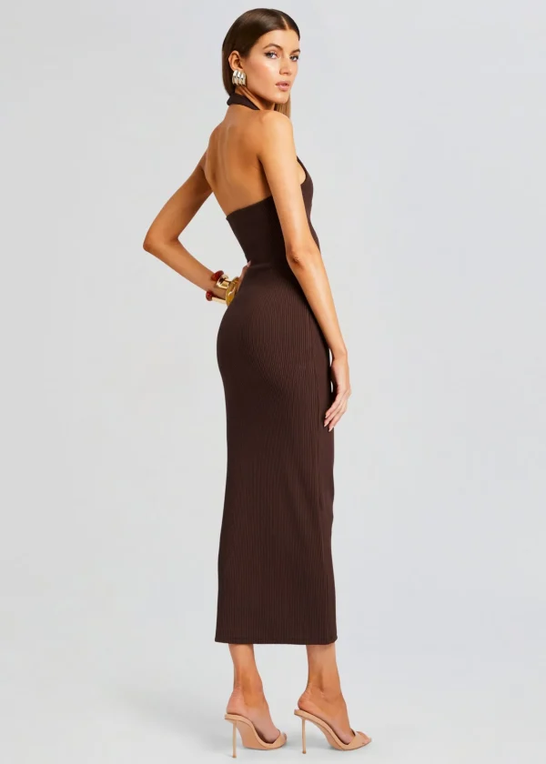 Neutral Moments*Retrofete Lozza Halter Neck Maxi Dress Brown