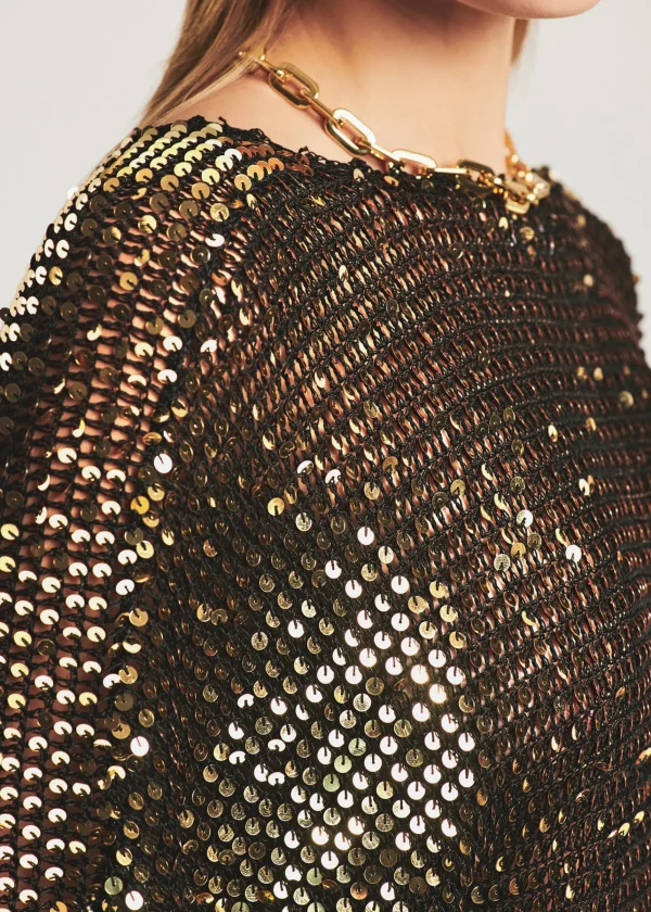 Dresses*Retrofete Lucia Sequin Crochet Dress Black/Gold