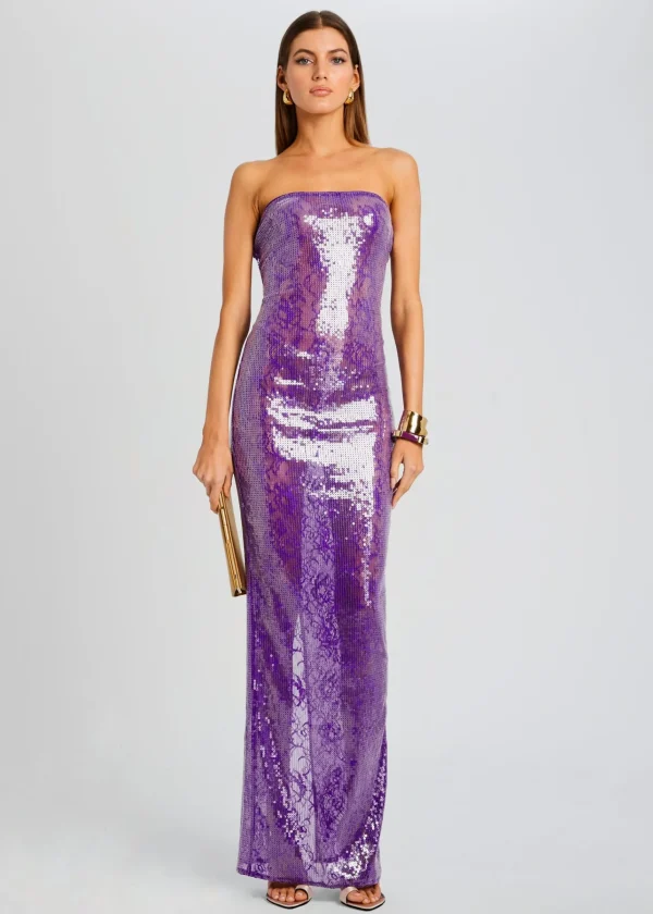 Gowns*Retrofete Lucia Sequin Lace Dress Amethyst