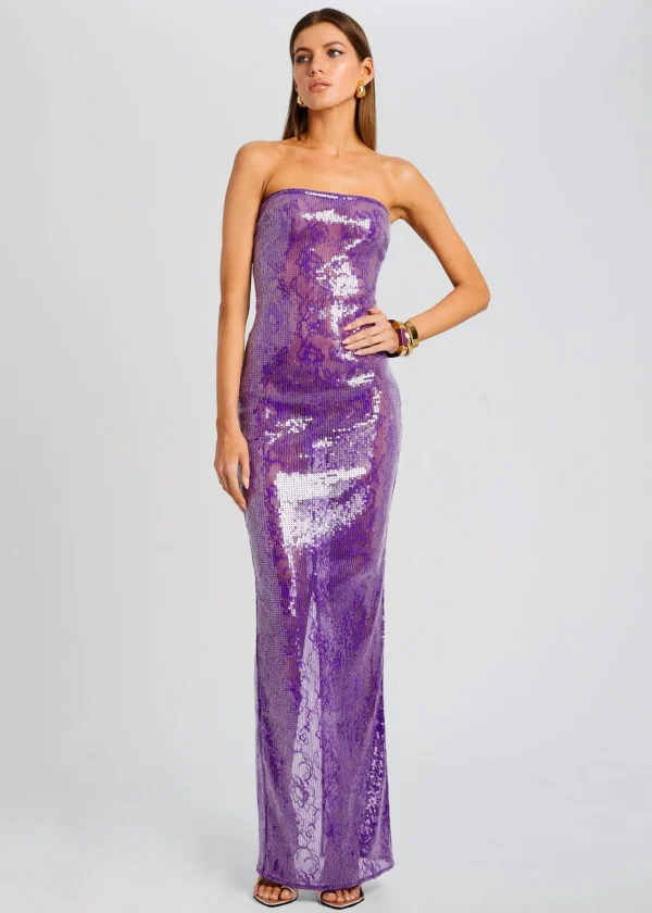 RETROFÊTE*Retrofete Lucia Sequin Lace Dress Amethyst